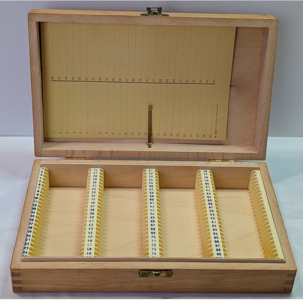 Rowi Slide Storage Box Wood 100 Capacity Natural Excellent Vintage 436 P Germany
